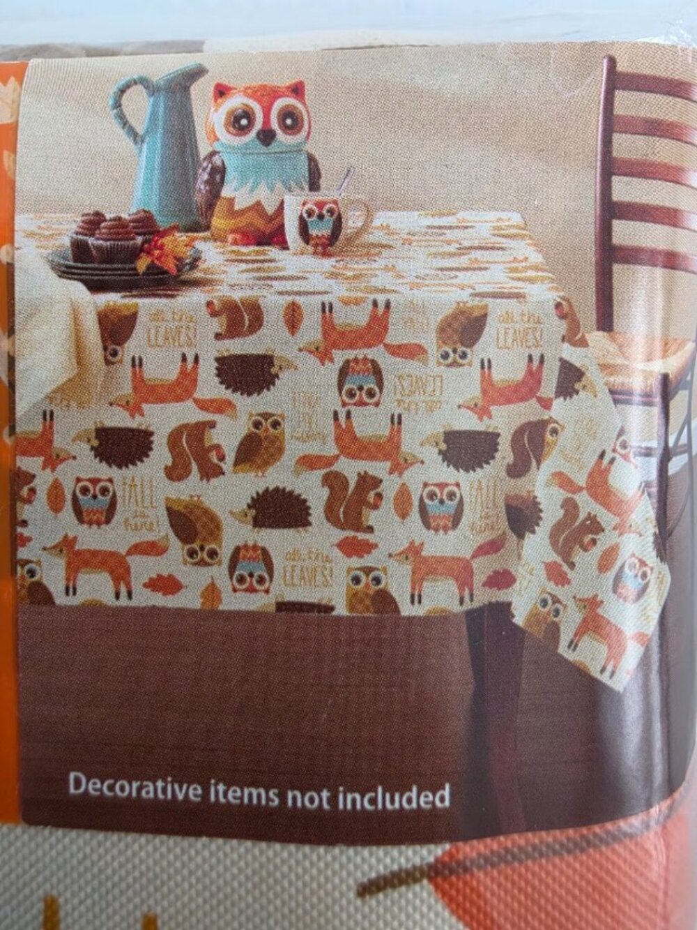 Fall Autumn Owl Vinyl Tablecloth 60" x 84" PEVA Thanksgiving Harvest Decor.